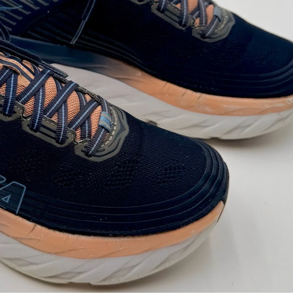 Hoka Women's Navy and Peach Athletic Running Shoes